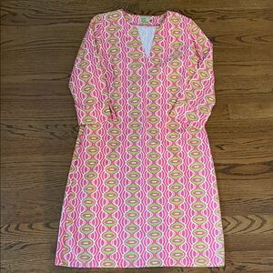 Katherine Way Vero Dress in Pink, Green and White Excellent sz small